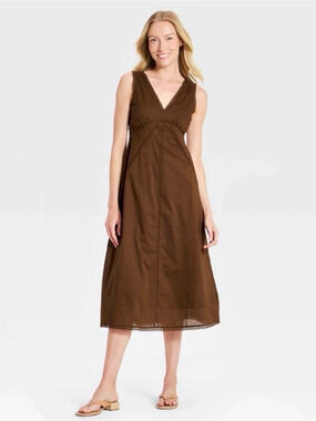Universal Thread Lace Trim Midi Slip Dress Brown